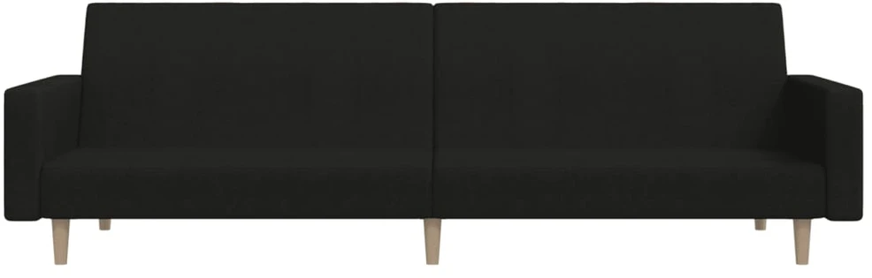Dvivietė sofa-lova, juodos spalvos, audinys
