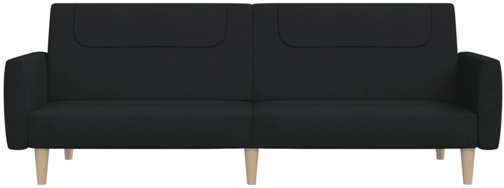 Dvivietė sofa-lova, juodos spalvos, audinys