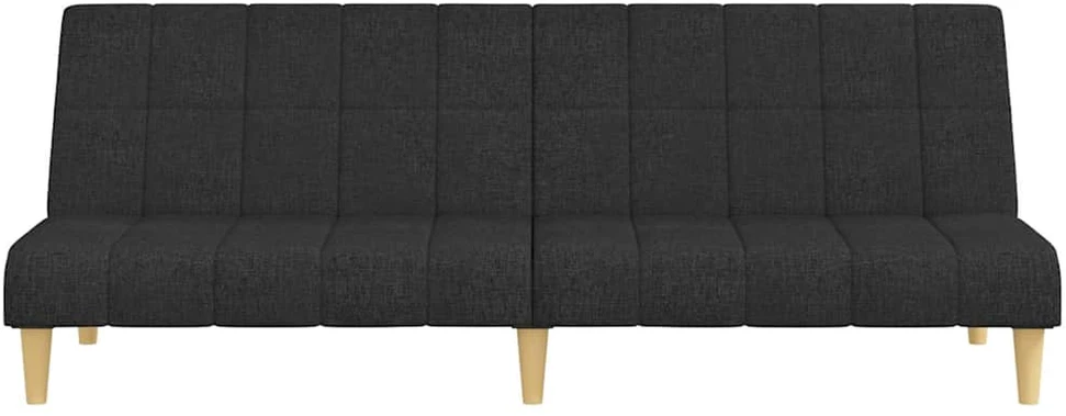 Dvivietė sofa-lova, juodos spalvos, audinys