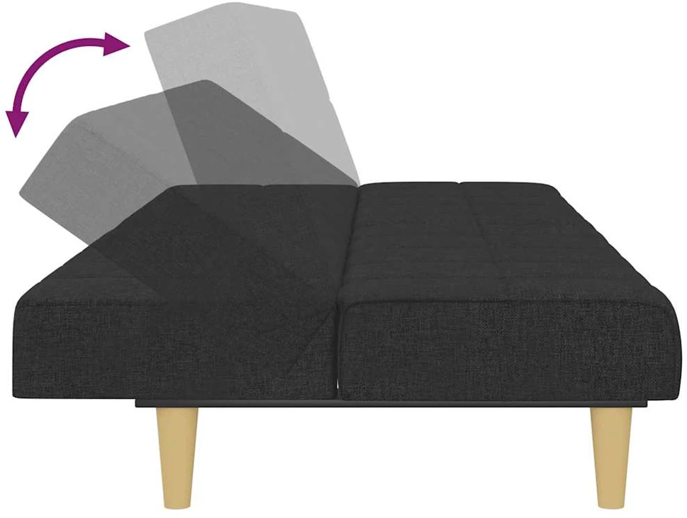 Dvivietė sofa-lova, juodos spalvos, audinys
