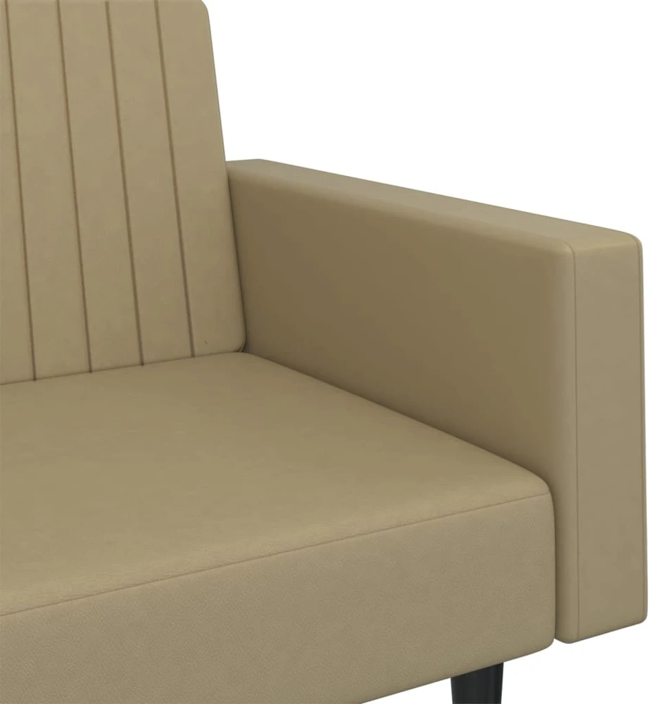 Dvivietė sofa-lova, kapučino spalvos, dirbtinė oda