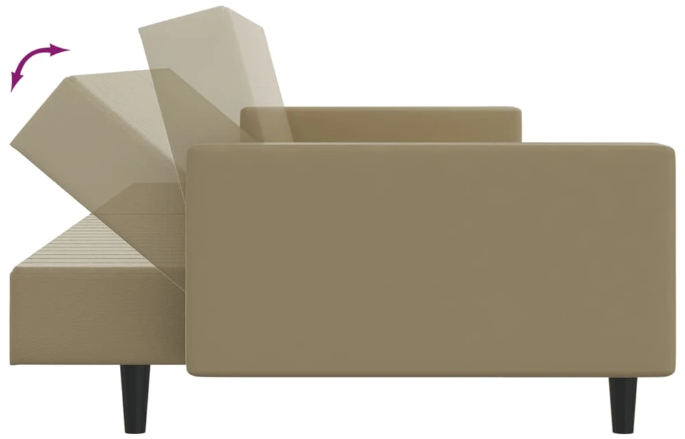 Dvivietė sofa-lova, kapučino spalvos, dirbtinė oda