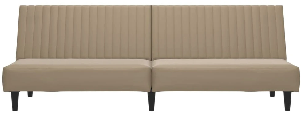 Dvivietė sofa-lova, kapučino spalvos, dirbtinė oda
