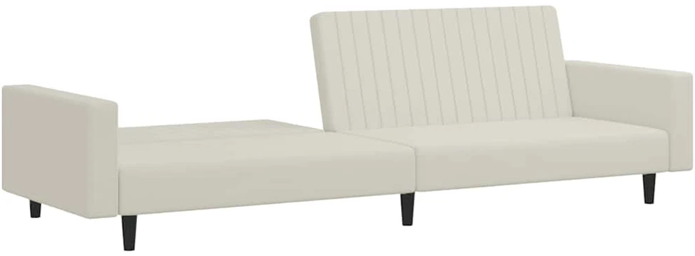 Dvivietė sofa-lova, kreminės spalvos, aksomas