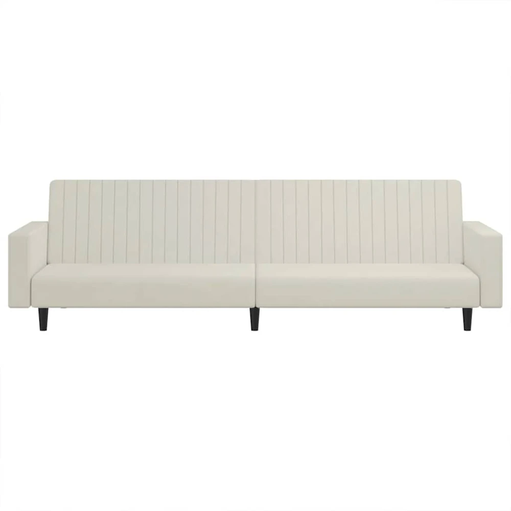 Dvivietė sofa-lova, kreminės spalvos, aksomas