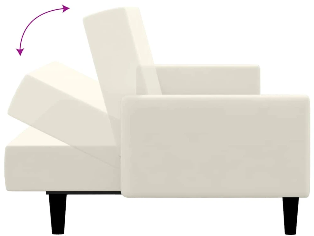 Dvivietė sofa-lova, kreminės spalvos, aksomas