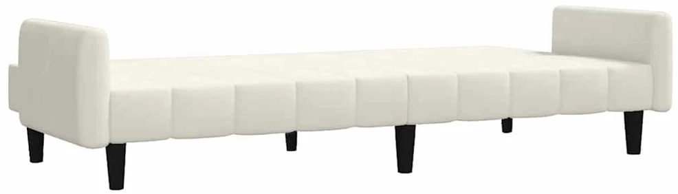 Dvivietė sofa-lova, kreminės spalvos, aksomas