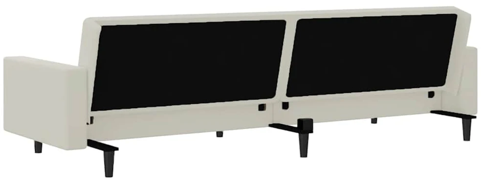 Dvivietė sofa-lova, kreminės spalvos, aksomas