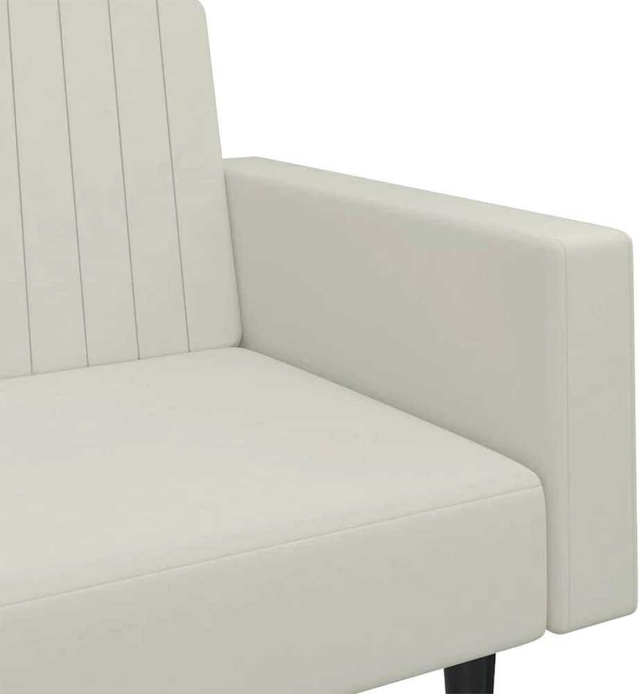 Dvivietė sofa-lova, kreminės spalvos, aksomas