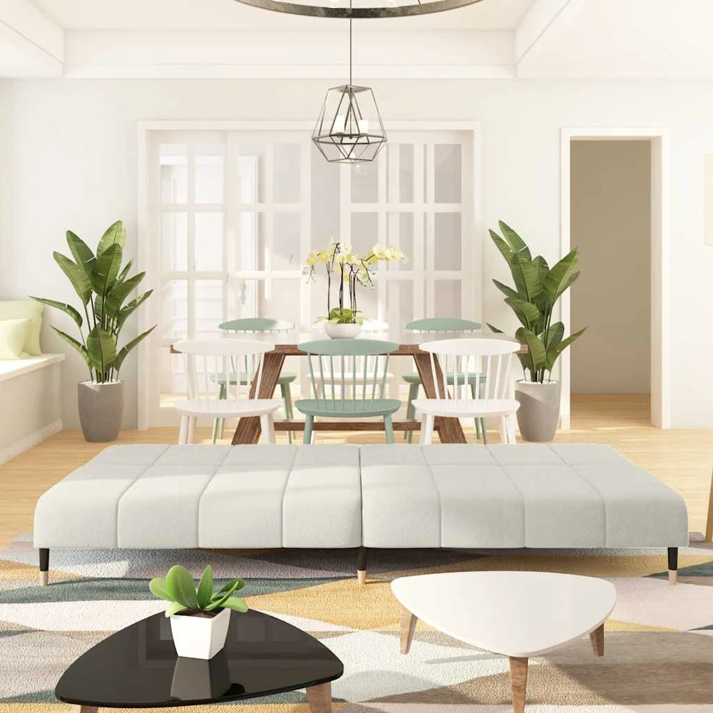 Dvivietė sofa-lova, kreminės spalvos, aksomas