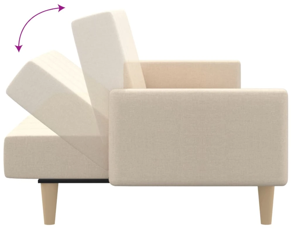 Dvivietė sofa-lova, kreminės spalvos, audinys