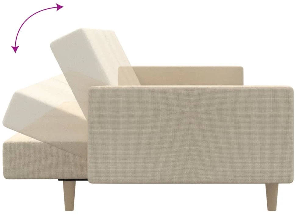 Dvivietė sofa-lova, kreminės spalvos, audinys