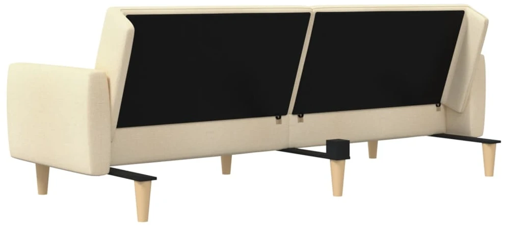 Dvivietė sofa-lova, kreminės spalvos, audinys