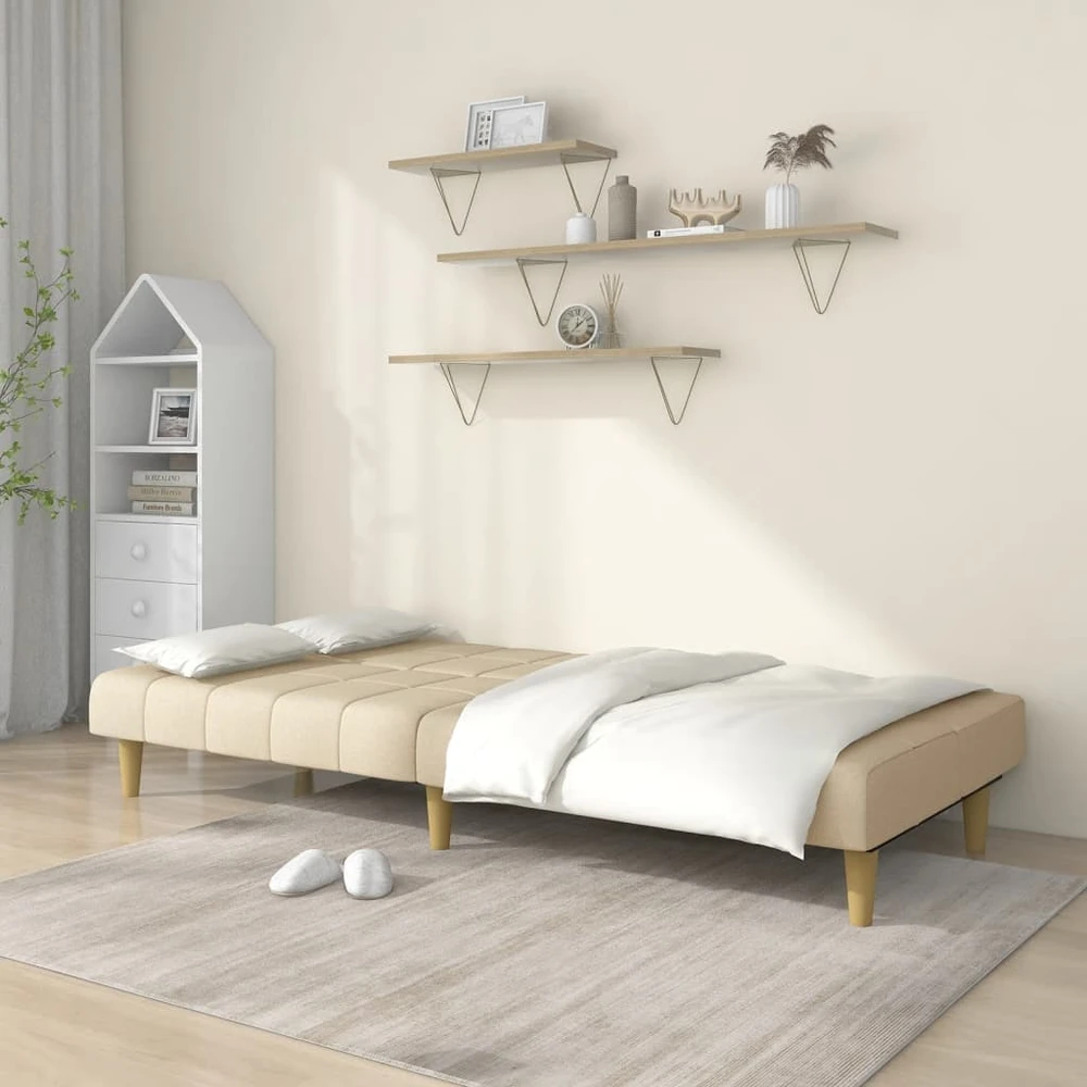 Dvivietė sofa-lova, kreminės spalvos, audinys