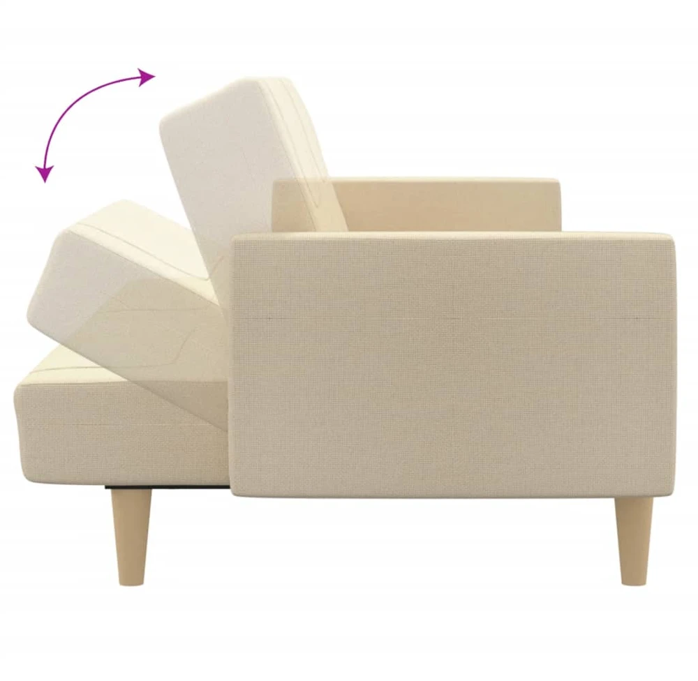 Dvivietė sofa-lova, kreminės spalvos, audinys