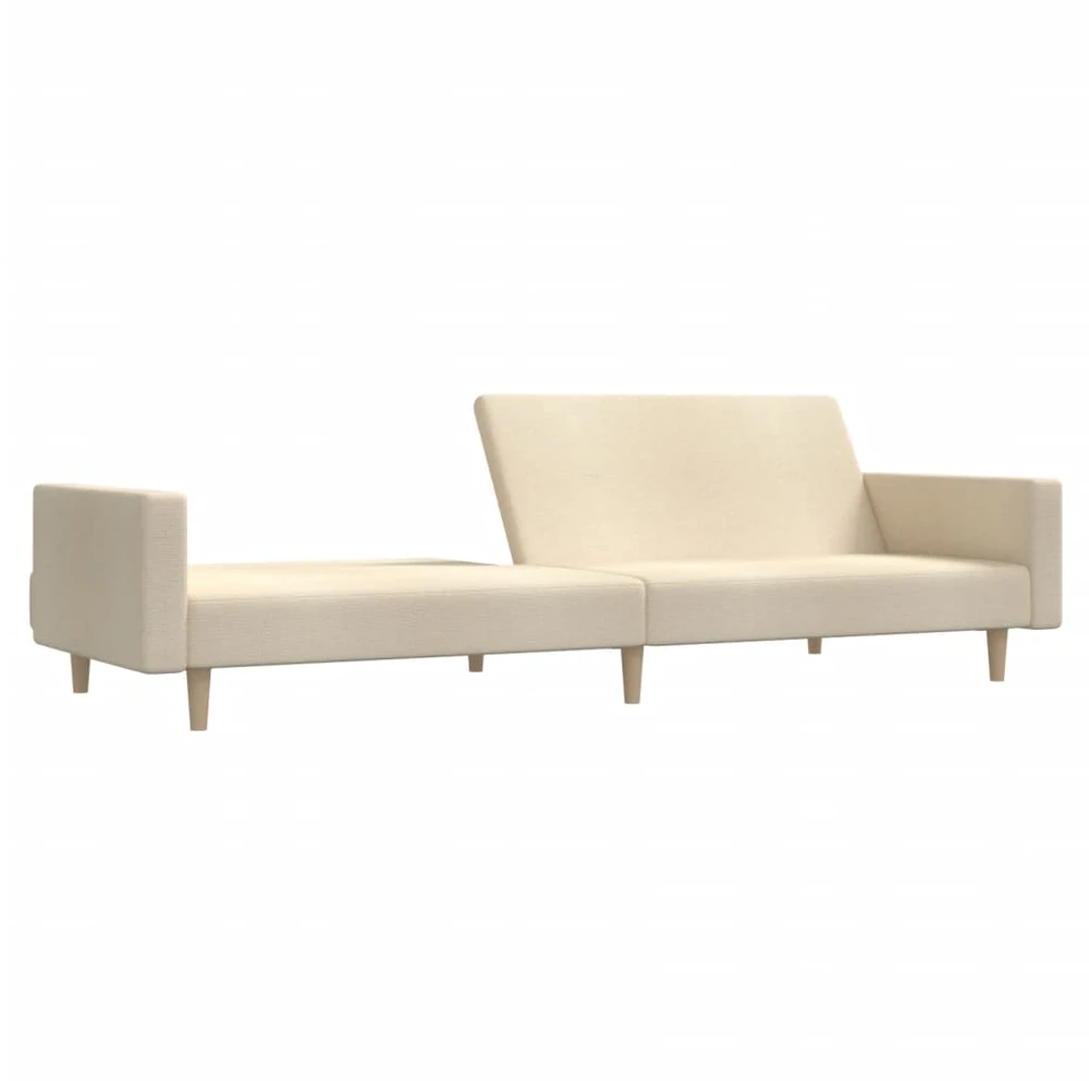 Dvivietė sofa-lova, kreminės spalvos, audinys