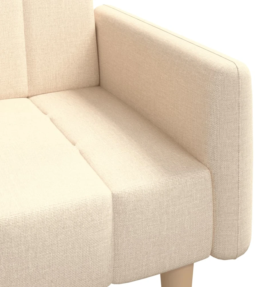 Dvivietė sofa-lova, kreminės spalvos, audinys