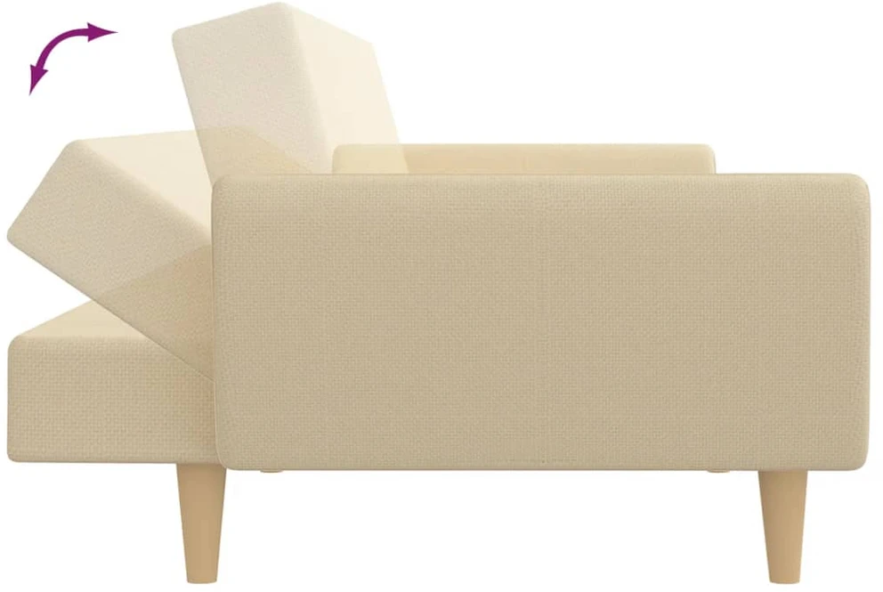 Dvivietė sofa-lova, kreminės spalvos, audinys