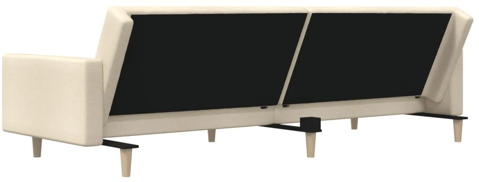 Dvivietė sofa-lova, kreminės spalvos, audinys