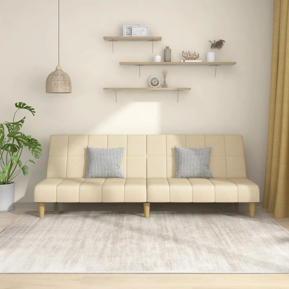 Dvivietė sofa-lova, kreminės spalvos, audinys