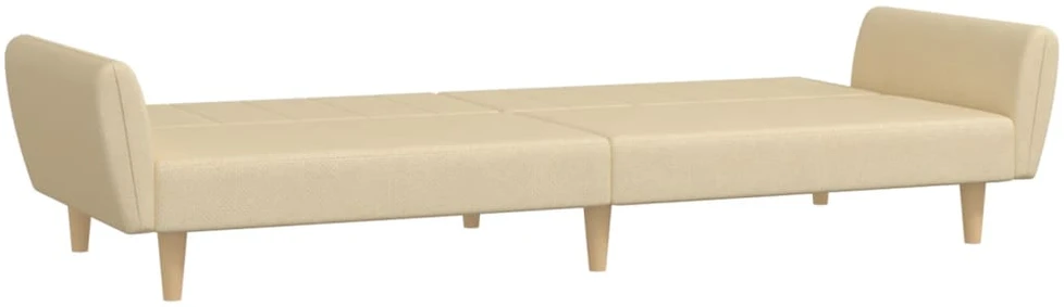 Dvivietė sofa-lova, kreminės spalvos, audinys