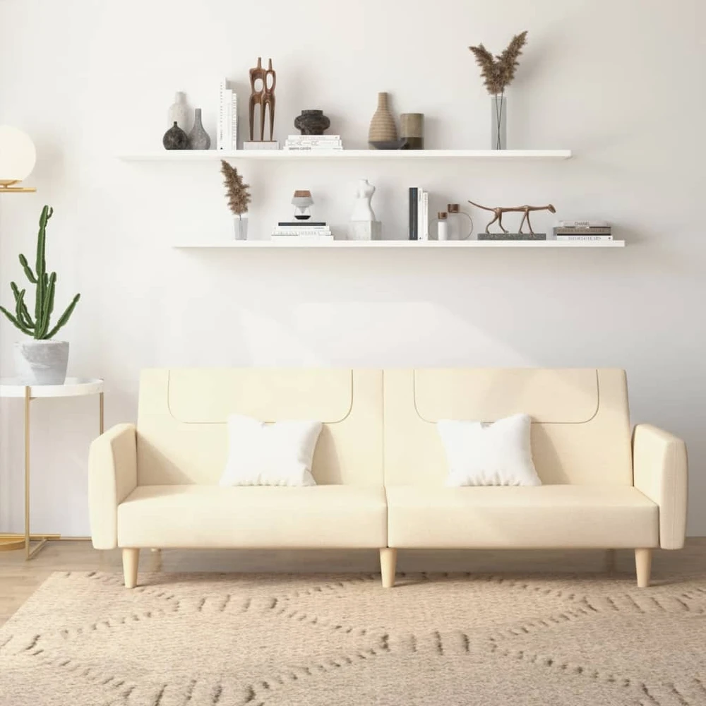 Dvivietė sofa-lova, kreminės spalvos, audinys