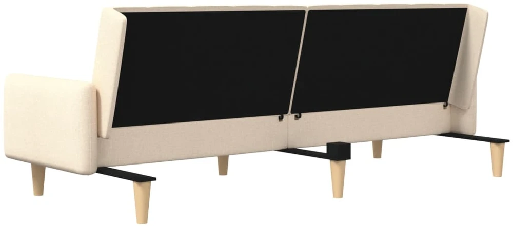 Dvivietė sofa-lova, kreminės spalvos, audinys