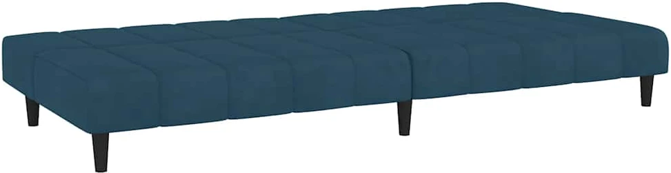 Dvivietė sofa-lova, mėlynos spalvos, aksomas