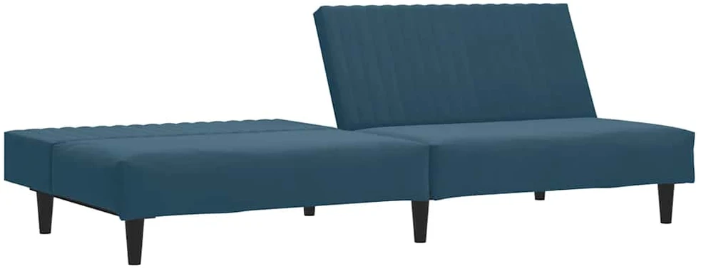 Dvivietė sofa-lova, mėlynos spalvos, aksomas