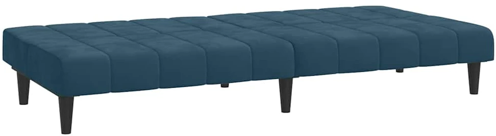 Dvivietė sofa-lova, mėlynos spalvos, aksomas