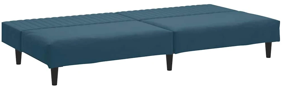 Dvivietė sofa-lova, mėlynos spalvos, aksomas