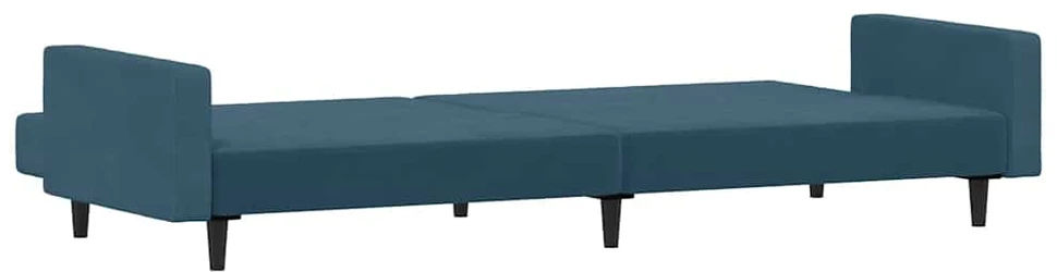 Dvivietė sofa-lova, mėlynos spalvos, aksomas