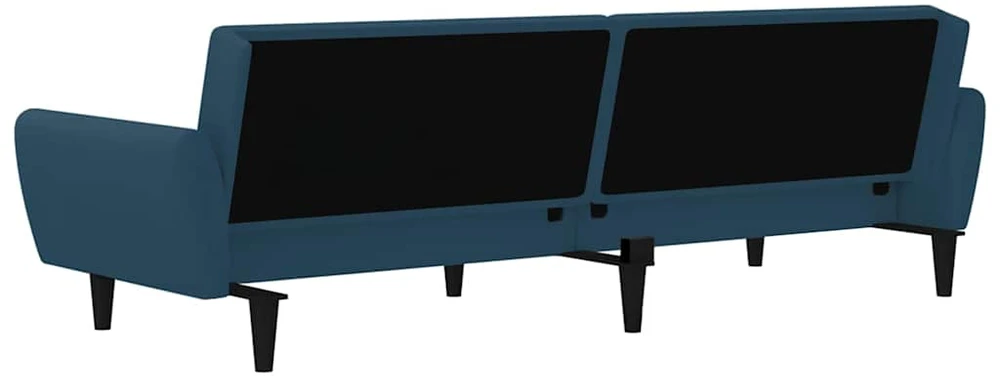 Dvivietė sofa-lova, mėlynos spalvos, aksomas