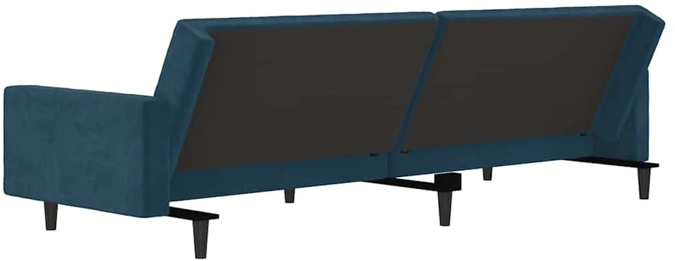 Dvivietė sofa-lova, mėlynos spalvos, aksomas