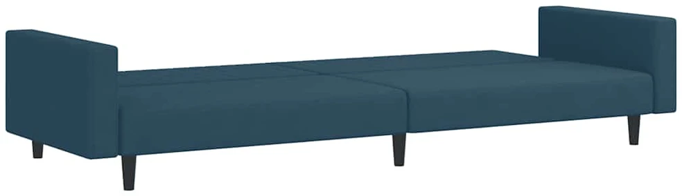 Dvivietė sofa-lova, mėlynos spalvos, aksomas