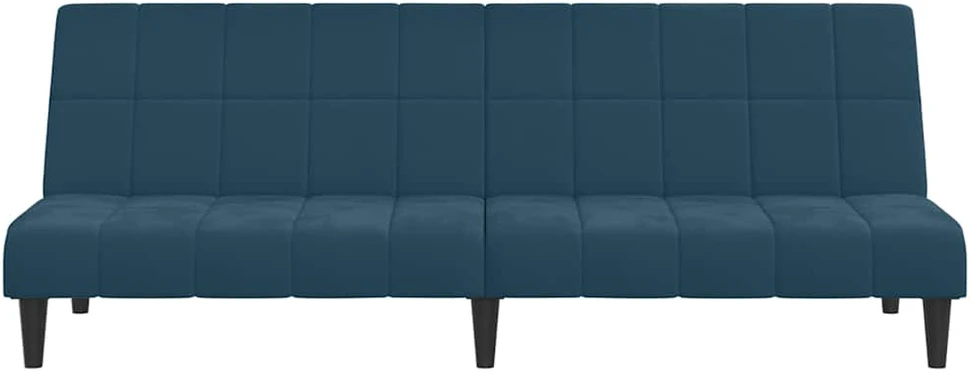 Dvivietė sofa-lova, mėlynos spalvos, aksomas