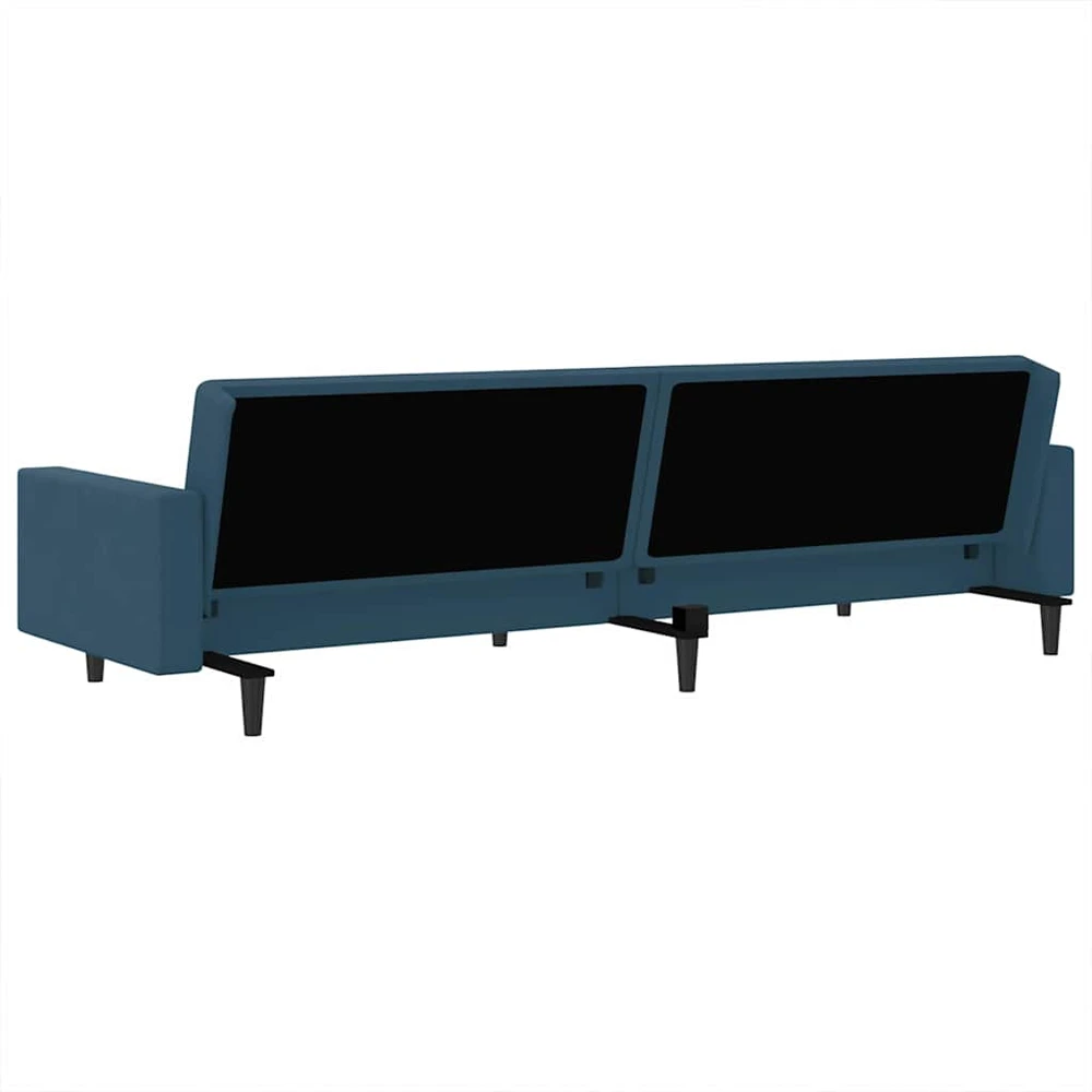 Dvivietė sofa-lova, mėlynos spalvos, aksomas