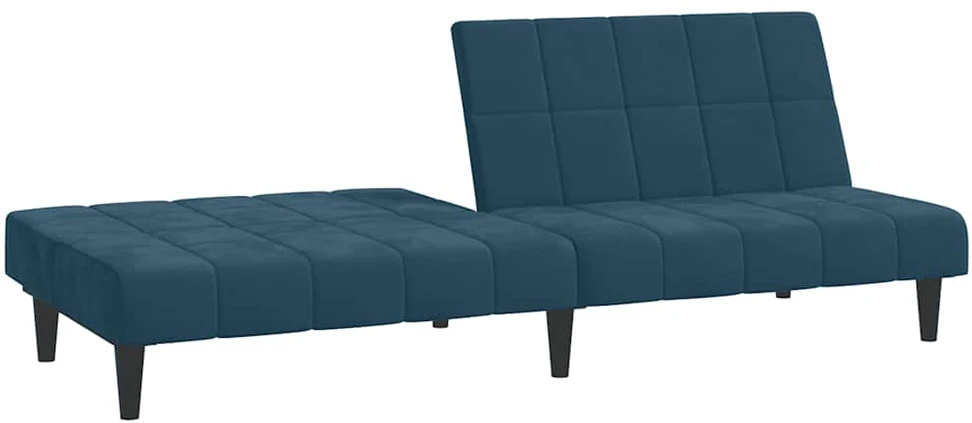 Dvivietė sofa-lova, mėlynos spalvos, aksomas