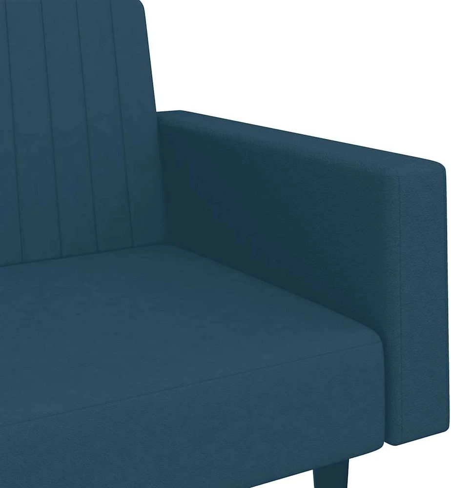 Dvivietė sofa-lova, mėlynos spalvos, aksomas
