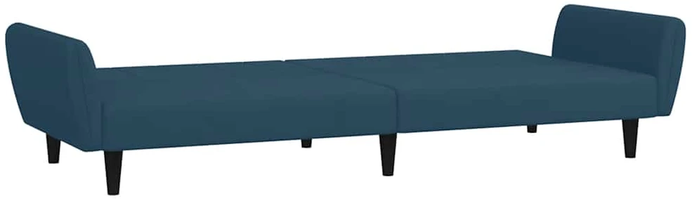 Dvivietė sofa-lova, mėlynos spalvos, aksomas