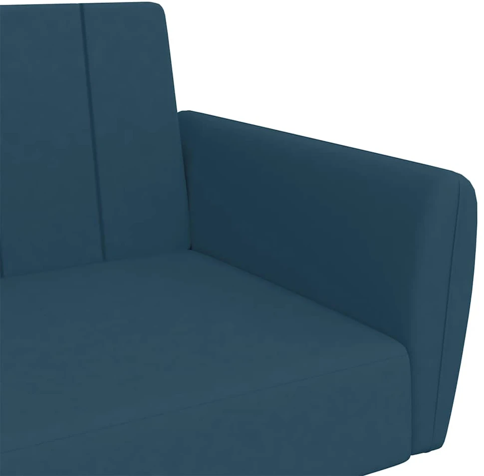 Dvivietė sofa-lova, mėlynos spalvos, aksomas