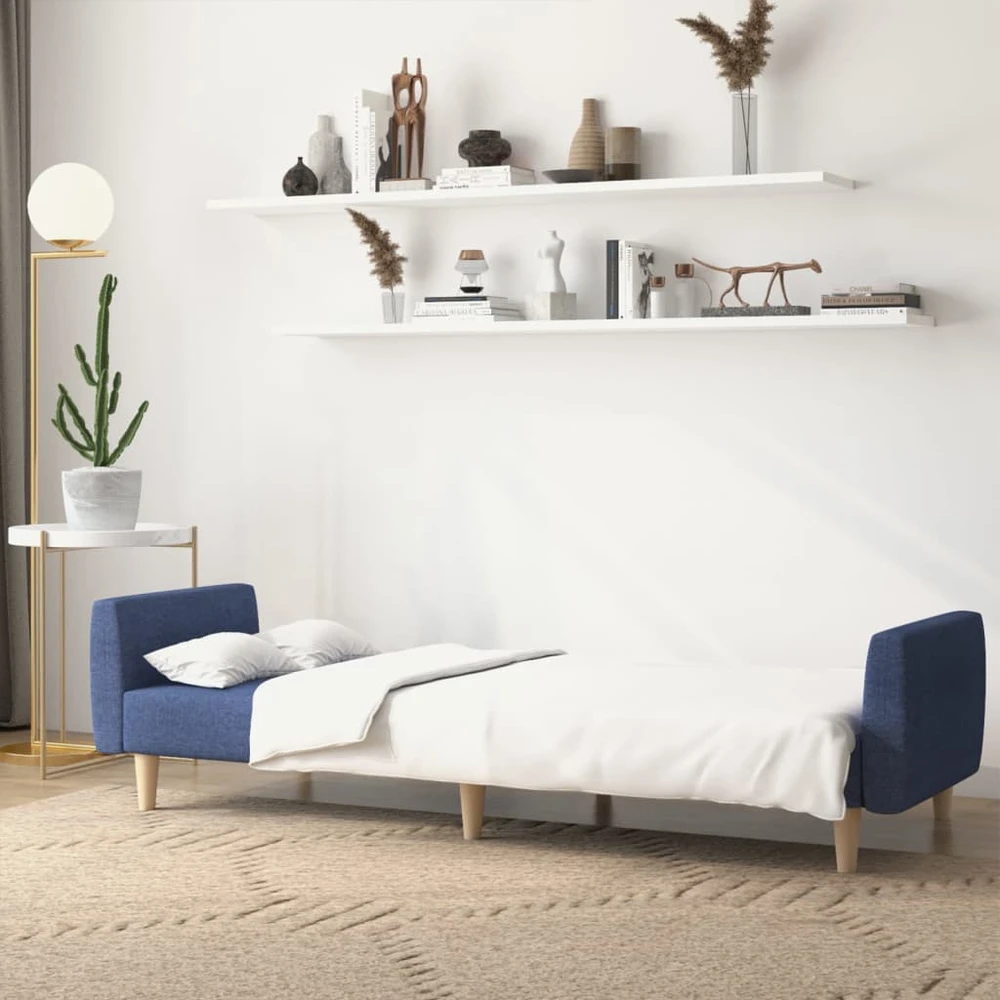 Dvivietė sofa-lova, mėlynos spalvos, audinys