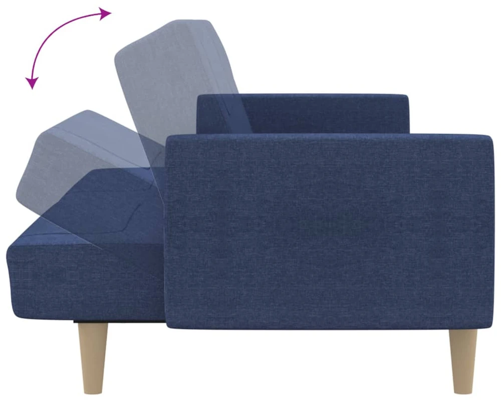 Dvivietė sofa-lova, mėlynos spalvos, audinys