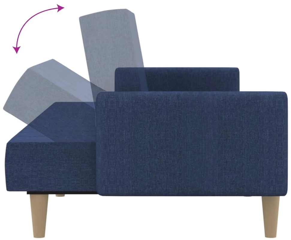 Dvivietė sofa-lova, mėlynos spalvos, audinys