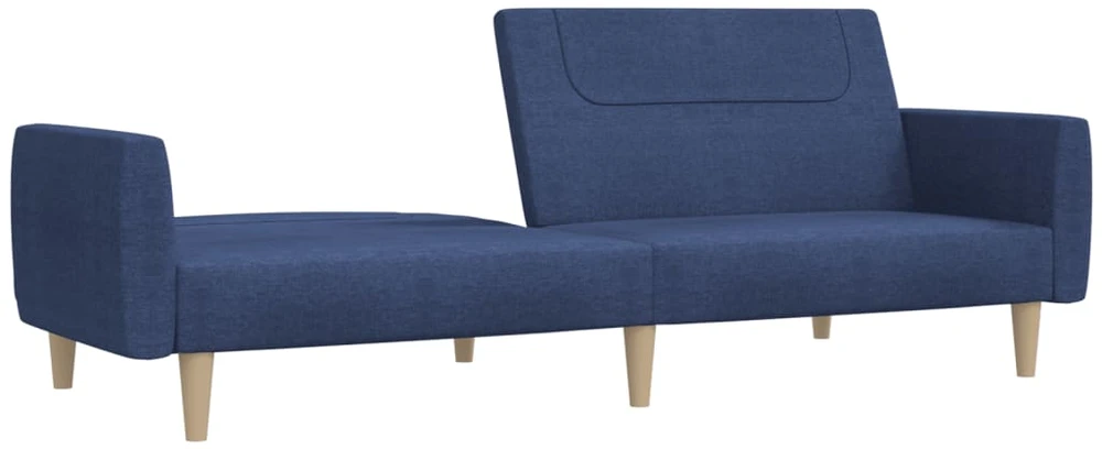 Dvivietė sofa-lova, mėlynos spalvos, audinys