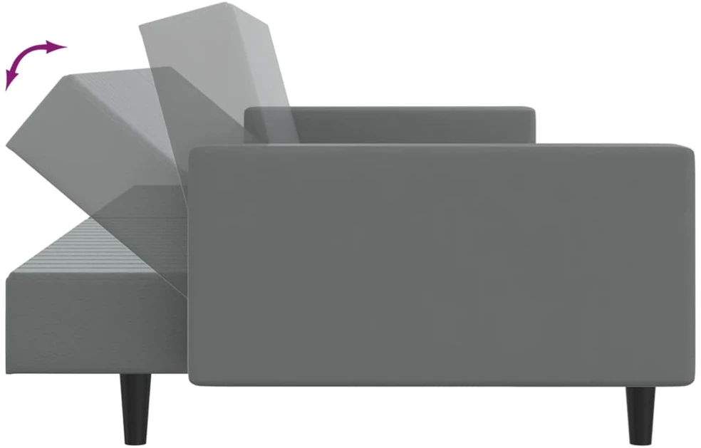 Dvivietė sofa-lova, pilkos spalvos, dirbtinė oda