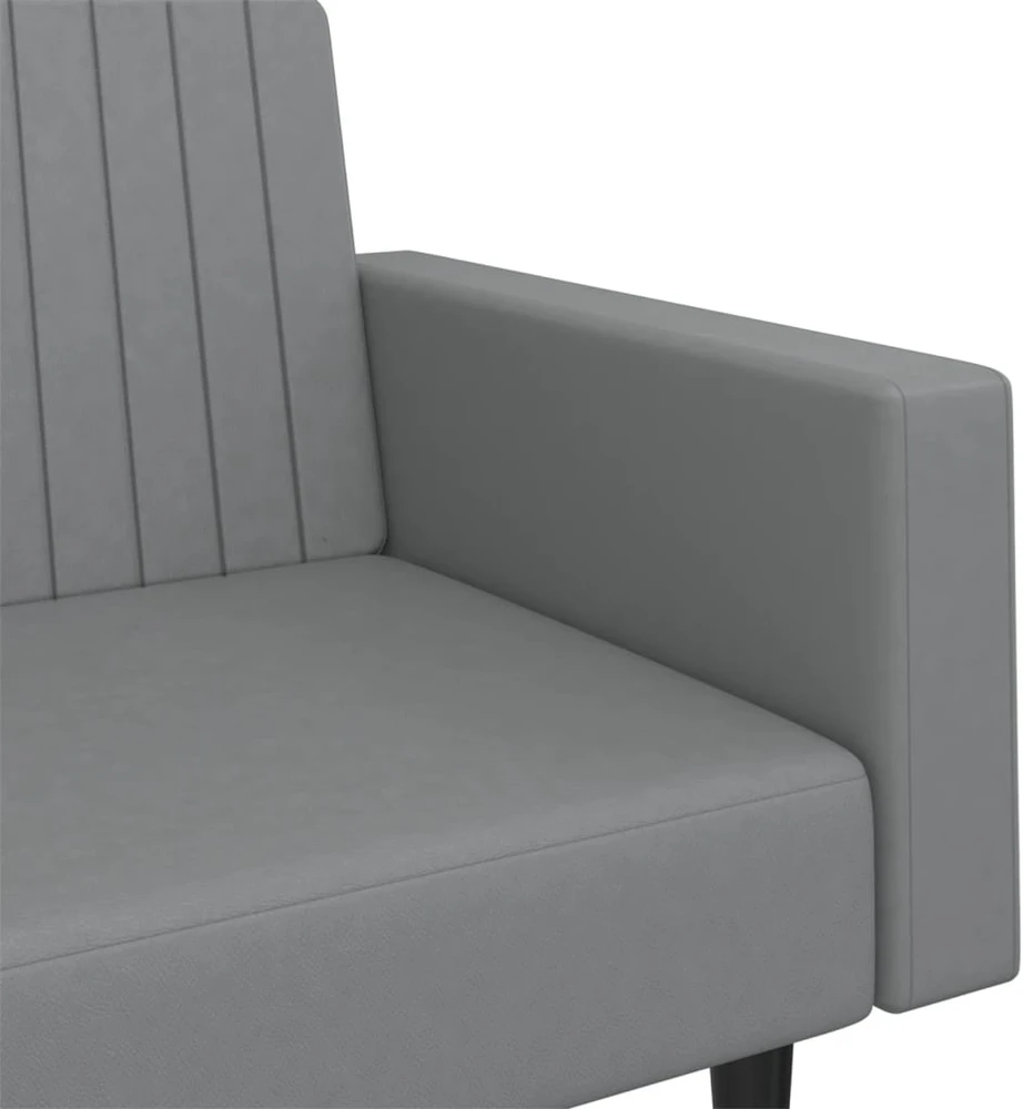 Dvivietė sofa-lova, pilkos spalvos, dirbtinė oda