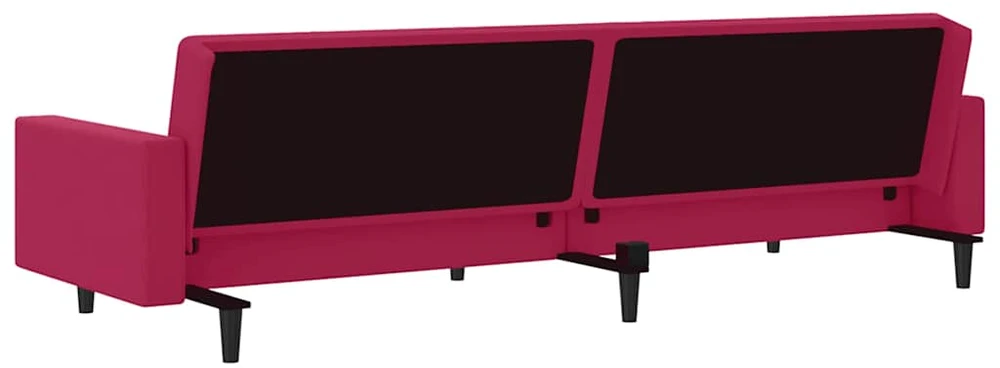 Dvivietė sofa-lova, raudonojo vyno spalvos, aksomas