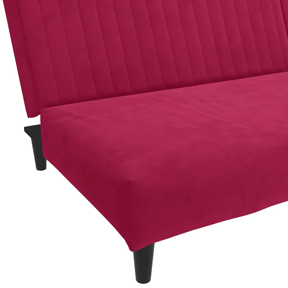 Dvivietė sofa-lova, raudonojo vyno spalvos, aksomas