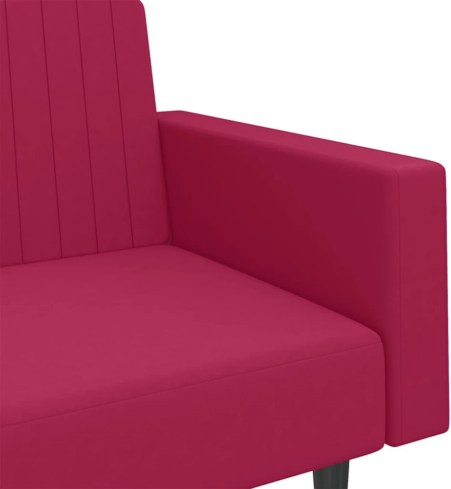 Dvivietė sofa-lova, raudonojo vyno spalvos, aksomas